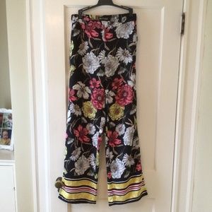 Like An Angel  Floral HR Wide Leg Pants sz sm NWOT waist 15” rise 11” inseam 32”